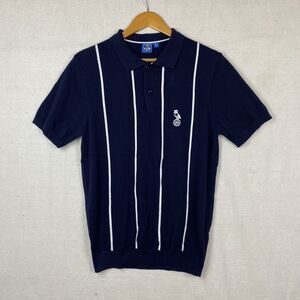 NWOT OLDHAM ATHLETIC Polo Shirt Black White Vertical Striped Football Mens Large